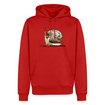 escargot - Sweat à capuche Premium bio Homme - rouge - Devant - Nico (187cm)