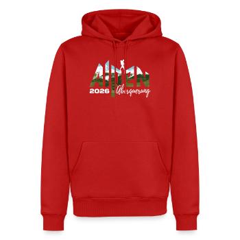 Alpen Überquerung 2026 - Wandern - Männer Premium Bio Hoodie - Rot - Vorne - Nico (187cm)