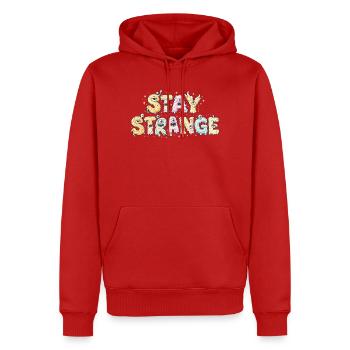 Écriture Slime Étrange Textillus - Sweat à capuche Premium bio Homme - rouge - Devant - Nico (187cm)