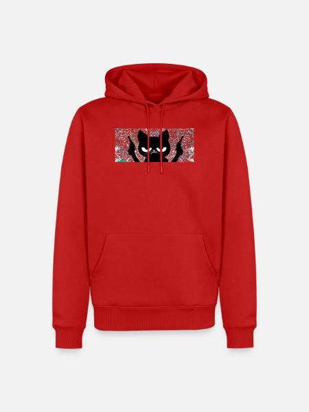 Katze mit Pistolen - Männer Premium Bio Hoodie - Rot