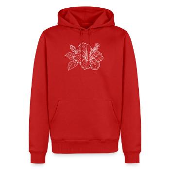 Linienkunst Hibiskusblüte Ornament - Männer Premium Bio Hoodie - Rot - Vorne - Nico (187cm)