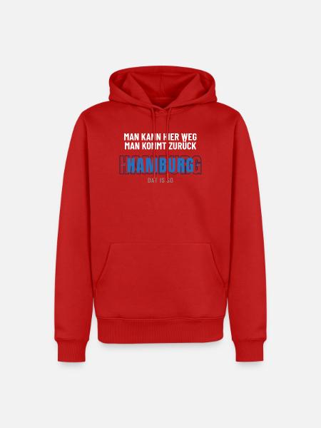 Hamburg Man kann hier weg man kommt zurück - Männer Premium Bio Hoodie - Rot