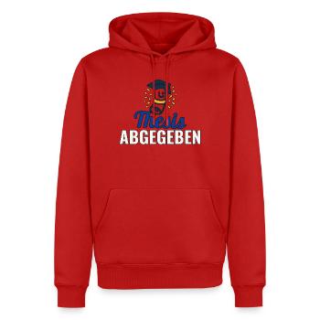Thesis abgegeben – Feier-Shirt für Absolventen - Männer Premium Bio Hoodie - Rot - Vorne - Nico (187cm)
