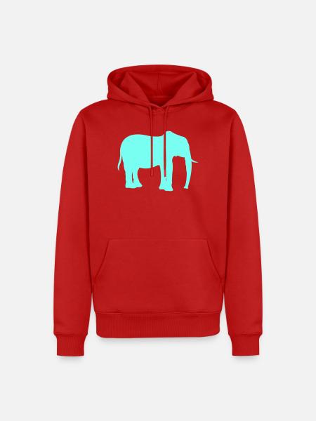 Elefant Silhouette Neon Cyan - Männer Premium Bio Hoodie - Rot