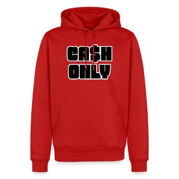 Nur Bargeld Schablone Schwarz - Männer Premium Bio Hoodie - Rot - Vorne - Nico (187cm)