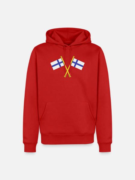 Finnische Flagge - Männer Premium Bio Hoodie - Rot