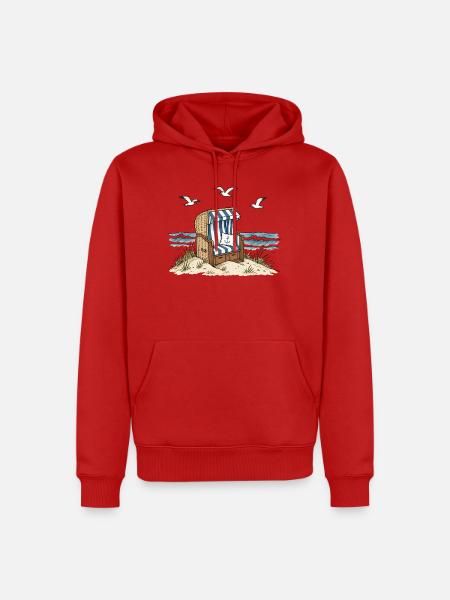 Strandkorb am Meer - Männer Premium Bio Hoodie - Rot