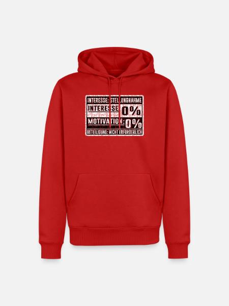 Interesse: 0 % – Motivation: 0 % - Männer Premium Bio Hoodie - Rot