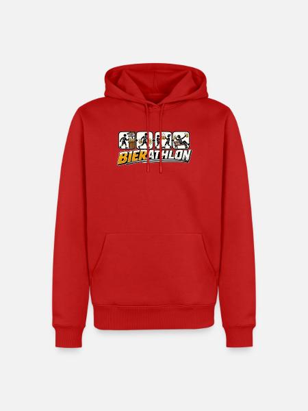 Bierathlon - Volksfest - Männer Premium Bio Hoodie - Rot