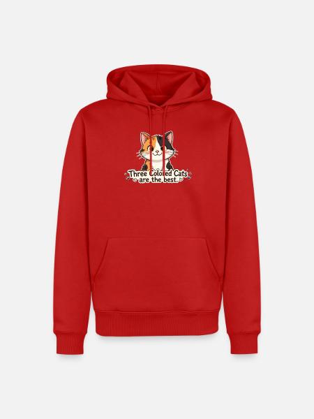 Dreifarbige Katzenfreude - Männer Premium Bio Hoodie - Rot