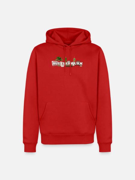 BÜECHERWURM - Männer Premium Bio Hoodie - Rot