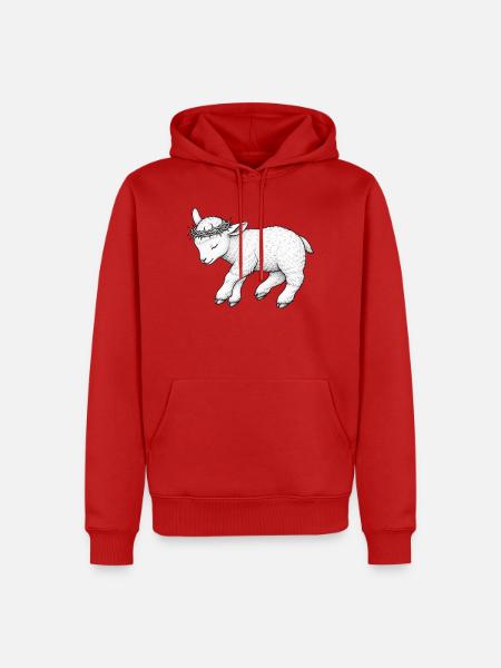 Gottes Lamm - ruhend - Männer Premium Bio Hoodie - Rot