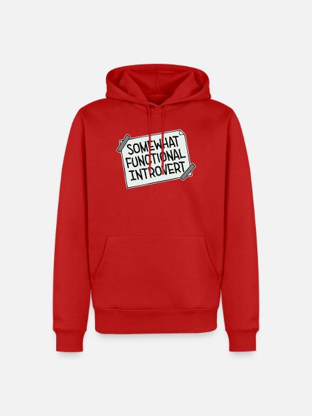 Somewhat Functional Introvert Spruch Logo Text - Männer Premium Bio Hoodie - Rot