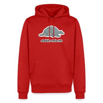 stabil schlecht – Robbe Meme - Männer Premium Bio Hoodie - Rot - Vorne - Nico (187cm)