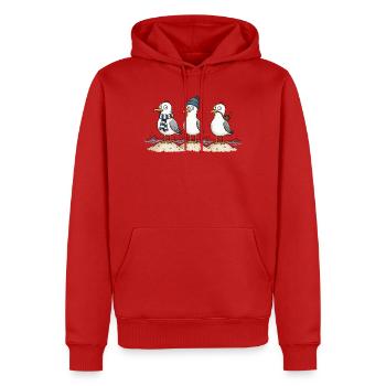 Drei lustige Möwen an der Küste - Männer Premium Bio Hoodie - Rot - Vorne - Nico (187cm)