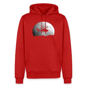 Hubschrauber Mond Geschenkidee - Männer Premium Bio Hoodie - Rot - Vorne - Nico (187cm)
