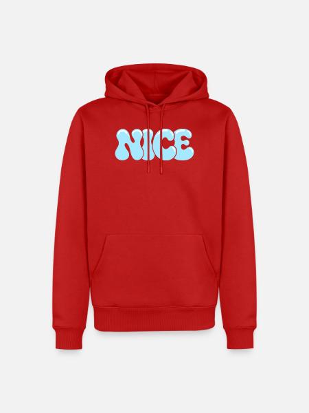 SCHÖNE blaue Blasentypografie - Männer Premium Bio Hoodie - Rot