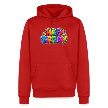 Alles Gute zum Geburtstag Rainbow Bubble: Wow-Effekt! - Männer Premium Bio Hoodie - Rot - Vorne - Nico (187cm)