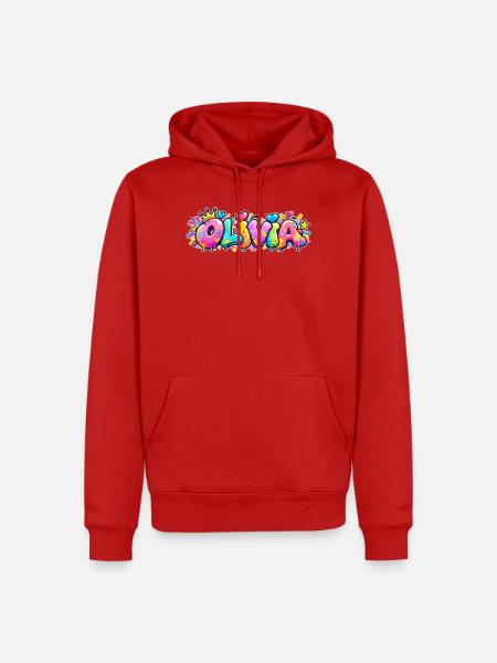 Olivia Graffiti-Blasenname: zu süßes Geschenk - Männer Premium Bio Hoodie - Rot