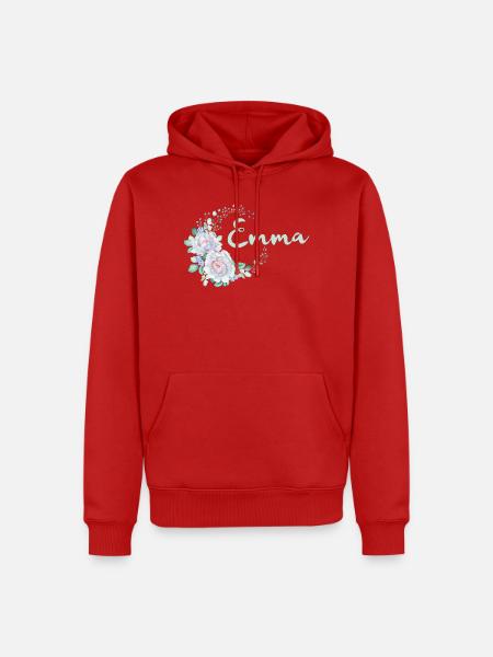 Emma Blütenkranz Schrift - Männer Premium Bio Hoodie - Rot