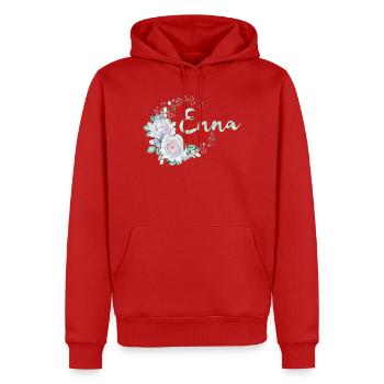 Enna Blütenname Aquarell - Männer Premium Bio Hoodie - Rot - Vorne - Nico (187cm)
