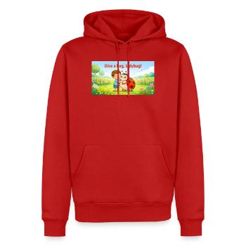 GIB EINE UMARMUNG, LADYBUG, - Männer Premium Bio Hoodie - Rot - Vorne - Nico (187cm)