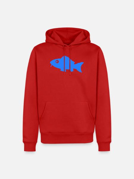 Blauer Fisch Silhouette - Männer Premium Bio Hoodie - Rot