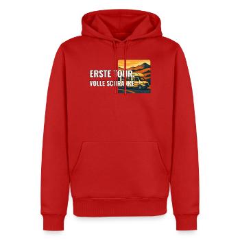Erste Wohnmobilreise Geschenk für Anfänger - Männer Premium Bio Hoodie - Rot - Vorne - Nico (187cm)