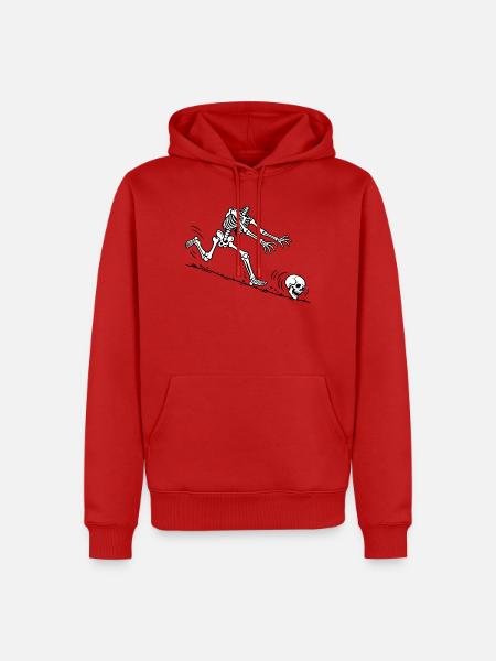 Na tja, Kopfloses Skelettrollendes Schädel-Meme - Männer Premium Bio Hoodie - Rot