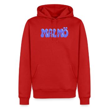 Malmö Retro Blue Periwinkle Wildleder - Männer Premium Bio Hoodie - Rot - Vorne - Nico (187cm)