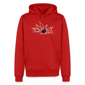 Handgezeichnete Bowling Linienkunst - Männer Premium Bio Hoodie - Rot - Vorne - Nico (187cm)