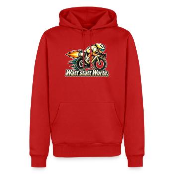 Rennradfahrer Radsport Training Watt statt Worte - Männer Premium Bio Hoodie - Rot - Vorne - Nico (187cm)