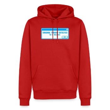 Ursprünglicher Gedanke erkannt – Anti-KI-Schlam - Männer Premium Bio Hoodie - Rot - Vorne - Nico (187cm)