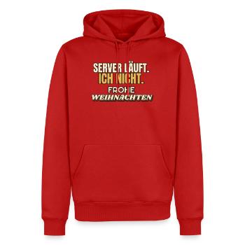 Server läuft. Ich nicht. Frohe Weihnachten - IT - Männer Premium Bio Hoodie - Rot - Vorne - Nico (187cm)