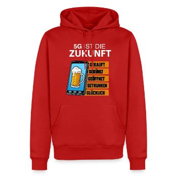 5G Zukunft Bierstatus - Männer Premium Bio Hoodie - Rot - Vorne - Nico (187cm)