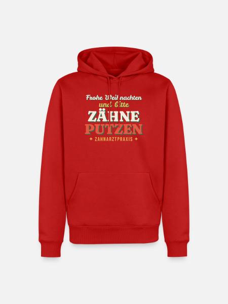 Frohe Weihnachten, Zähne putzen - Zahnarzt - Männer Premium Bio Hoodie - Rot