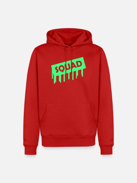 SQUAD Neon Tropfen Graffiti - Männer Premium Bio Hoodie - Rot