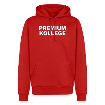 Premium Kollege - Lustiger Spruch - Männer Premium Bio Hoodie - Rot - Vorne - Nico (187cm)