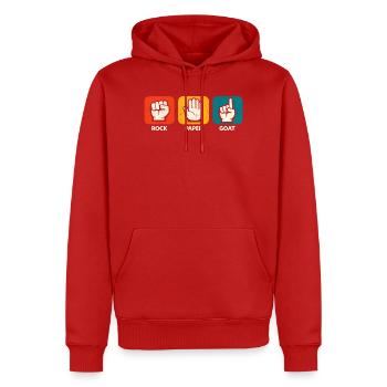 Stein Papier Ziege Nummer 1 Ziege - Männer Premium Bio Hoodie - Rot - Vorne - Nico (187cm)