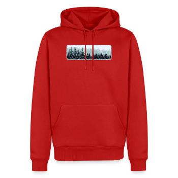 Aventure hivernale Randonnée dans la nature sauvage - Sweat à capuche Premium bio Homme - rouge - Devant - Nico (187cm)