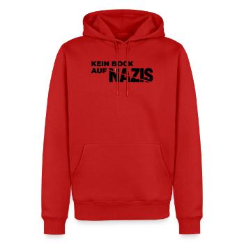 Kein_Bock_auf_Nazis - Männer Premium Bio Hoodie - Rot - Vorne - Nico (187cm)