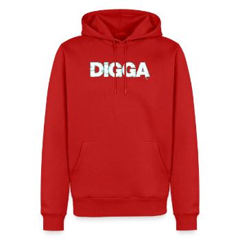 Digga - Männer Premium Bio Hoodie - Rot - Vorne - Nico (187cm)