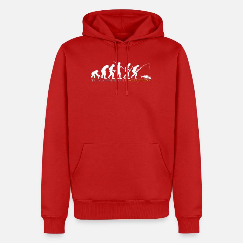 FISHING EVOLUTION (weiße Version) - Männer Premium Bio Hoodie - Rot