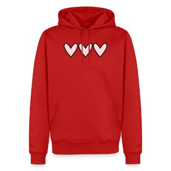 HERZ. PAAR. VALENTINSTAG. GERADE VERHEIRATET. Junggesellinnenabschied. - Männer Premium Bio Hoodie - Rot - Vorne - Nico (187cm)