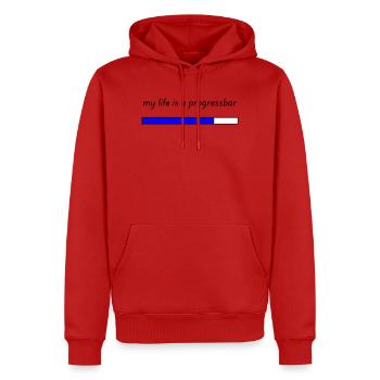 my life is a progressbar - Men’s Premium Organic Hoodie - red - Front - Nico (187cm)