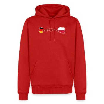 Le battement de cœur de l’Allemagne et de la Pologne - Sweat à capuche Premium bio Homme - rouge - Devant - Nico (187cm)