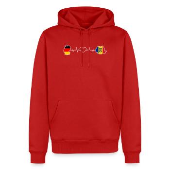 Le battement de cœur de l’Allemagne et de la Roumanie - Sweat à capuche Premium bio Homme - rouge - Devant - Nico (187cm)
