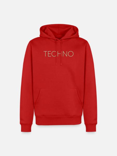 Techno Musik Schriftzug - Männer Premium Bio Hoodie - Rot