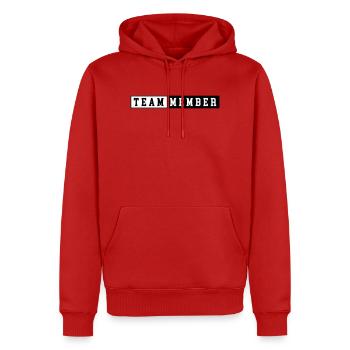 Team Member - Men’s Premium Organic Hoodie - red - Front - Nico (187cm)