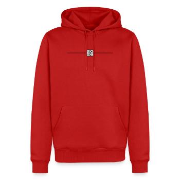 2026 Linie - Männer Premium Bio Hoodie - Rot - Vorne - Nico (187cm)